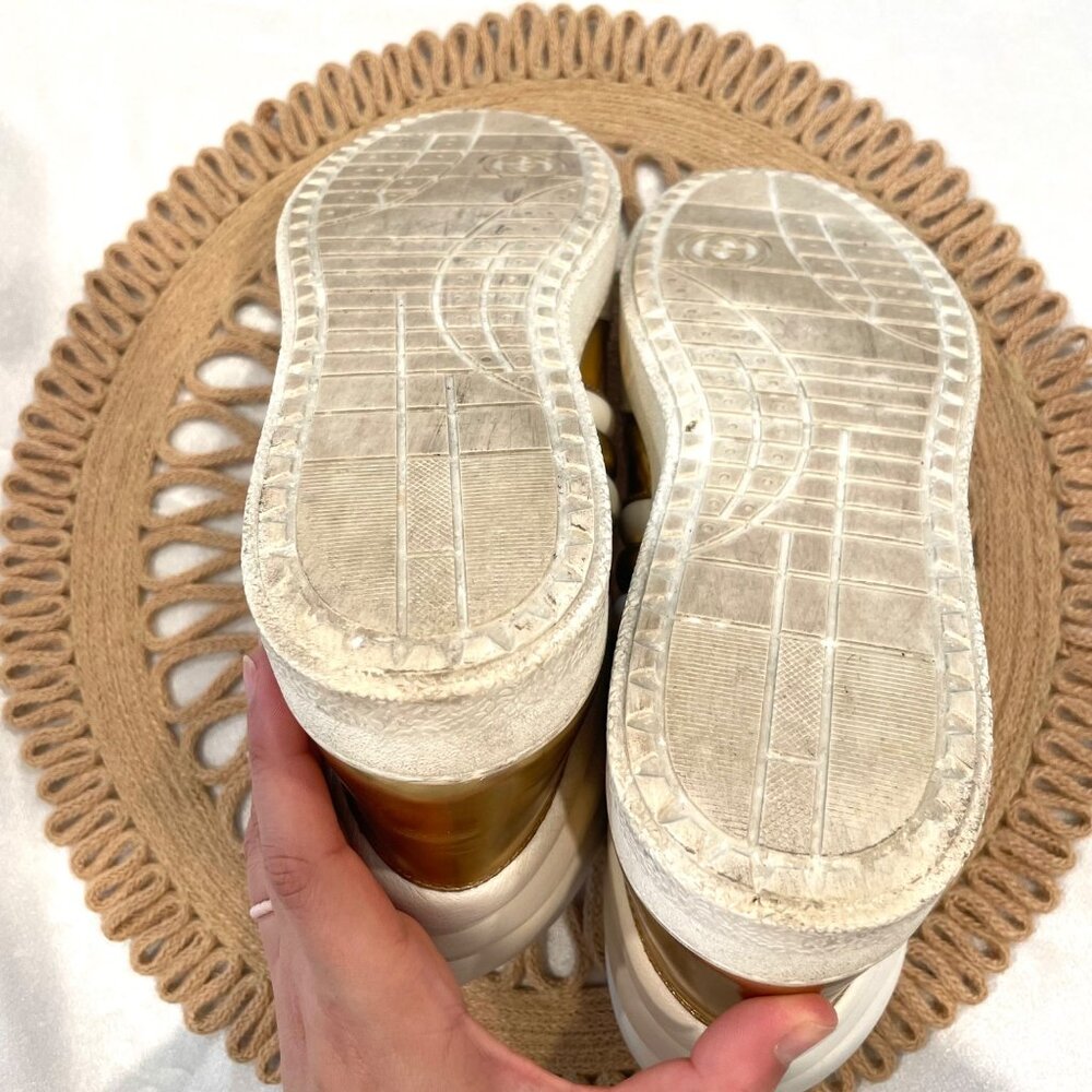 Gucci Signature Padded Leather High White Gold Sneakers EU 40 - Picture 16 of 16